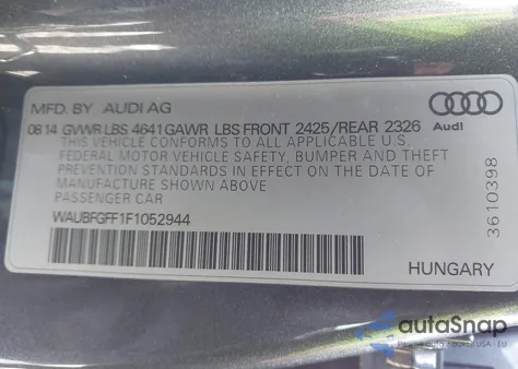 2015 Audi S3 2.0T Premium Plus z USA, uszkodzony, nr VIN WAUBFGFF1F1052944